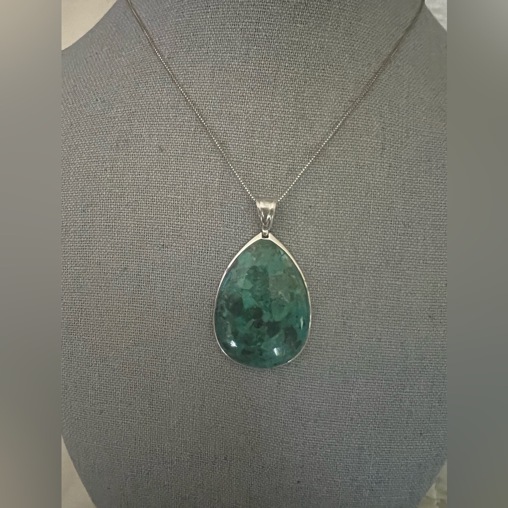 Anikka Witt ATI Designer Vintage Turquoise .925 Silver Pendant Necklace